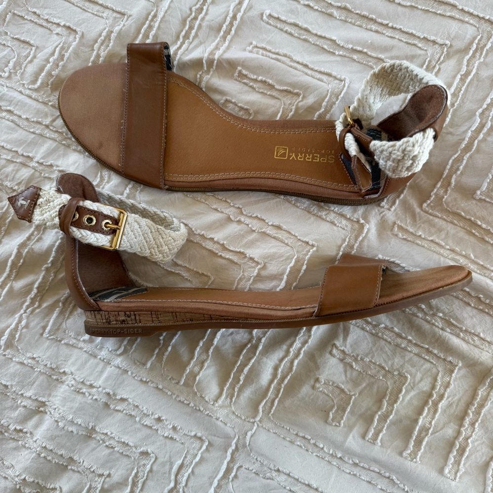 Sperry Top-Sider Women's ANCHOR sandals Size 10M Beige Leather